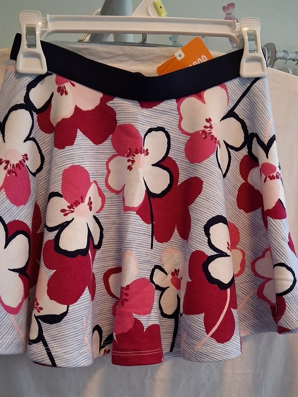 Gymboree Pink, White & Black Floral Skater Skirt